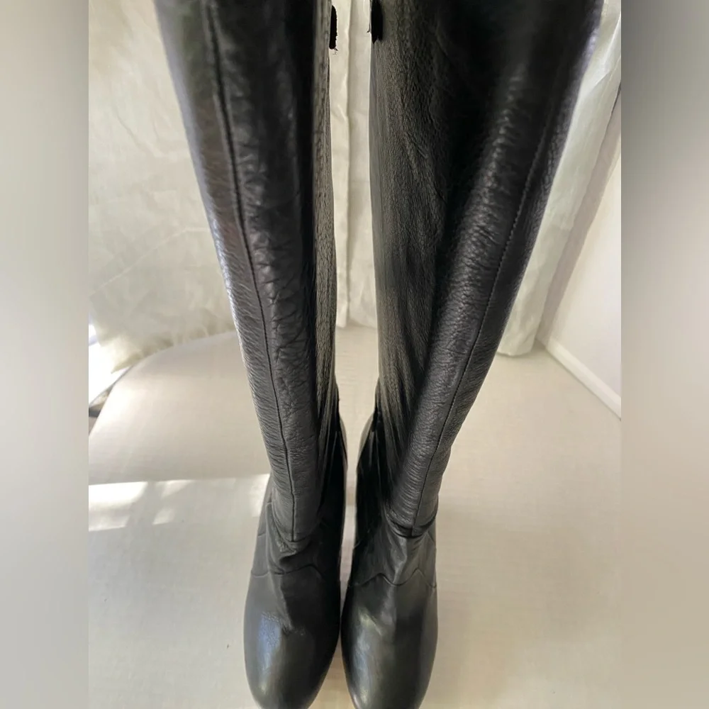 Dolce Vita black calfskin leather platform boots with back zip size 8 1/2 - Picture 8 of 16